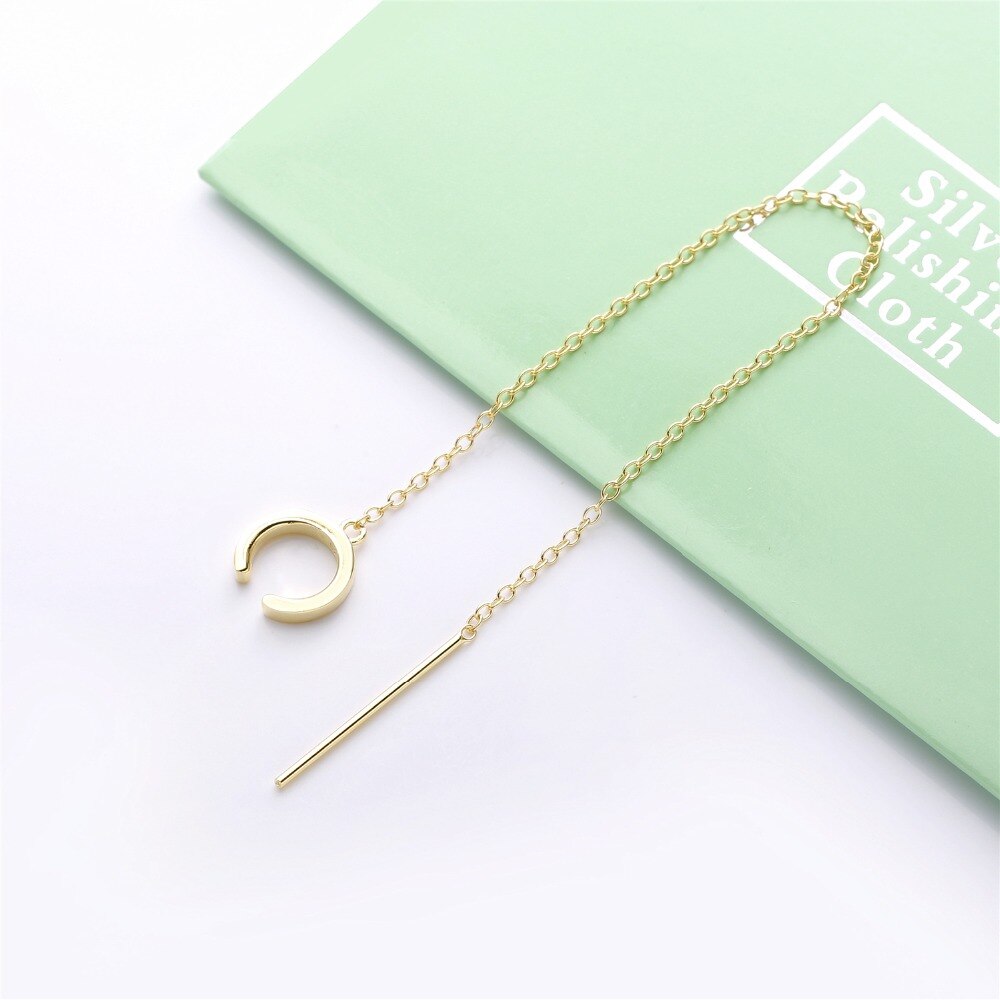 Minimalist Banded Chain Cuff Earring