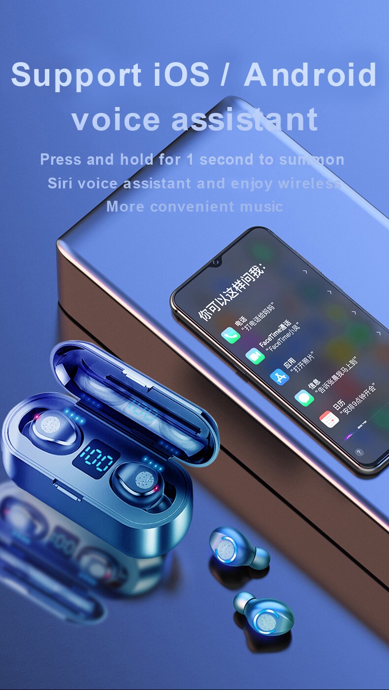 Wireless V5.0 Bluetooth Earphone with HD Stereo