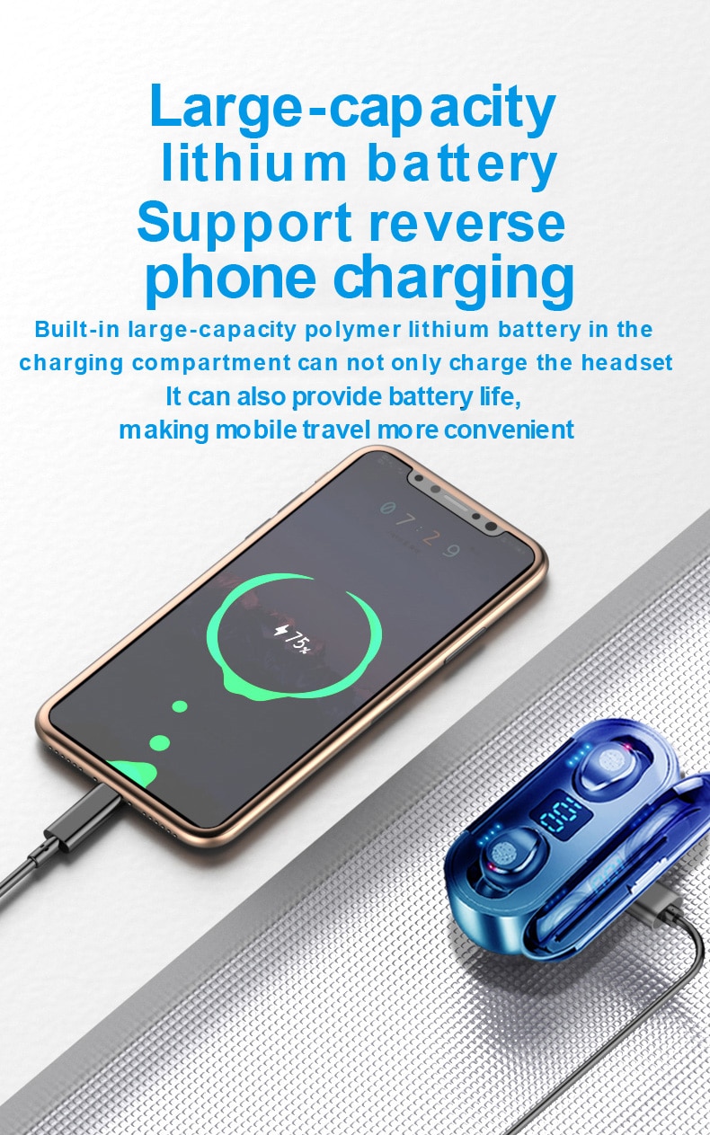 Wireless V5.0 Bluetooth Earphone with HD Stereo