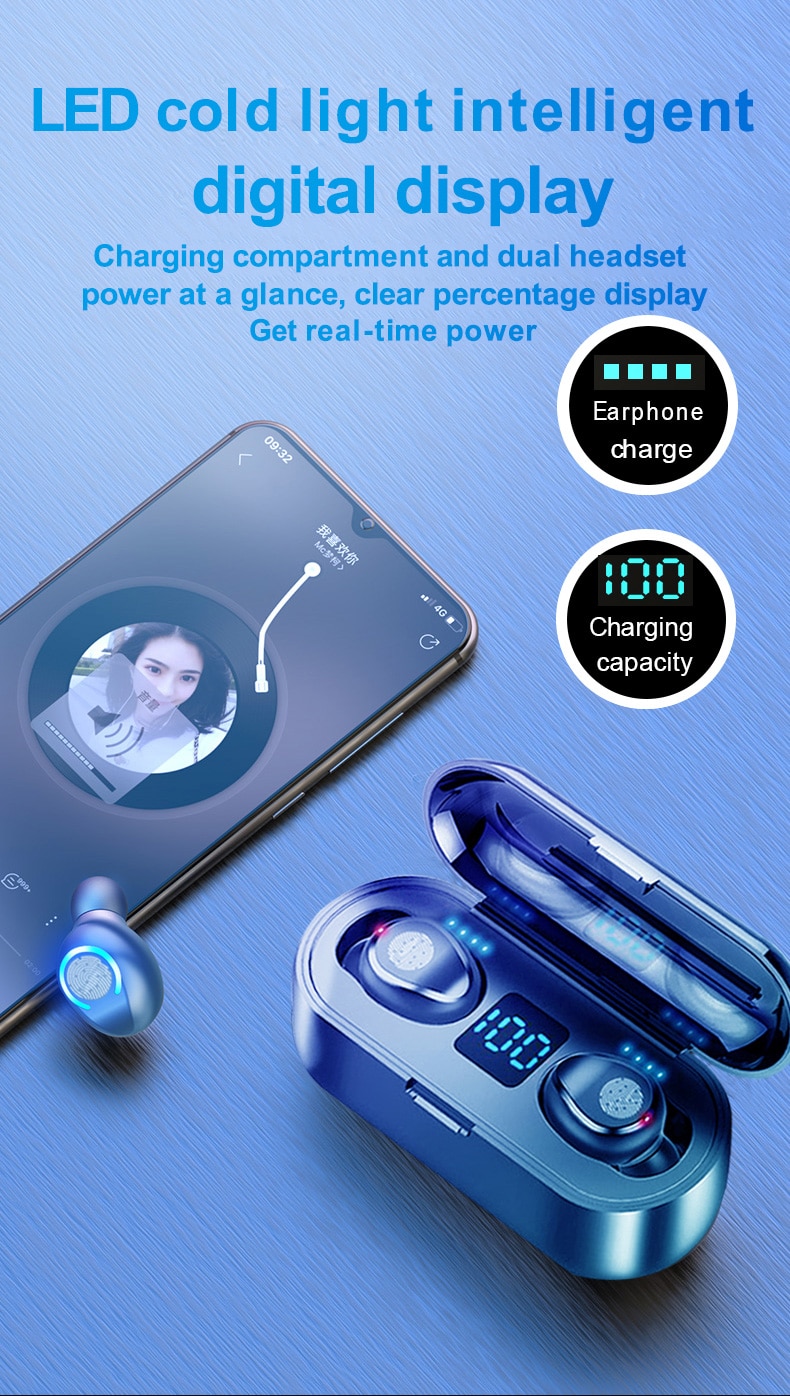 Wireless V5.0 Bluetooth Earphone with HD Stereo