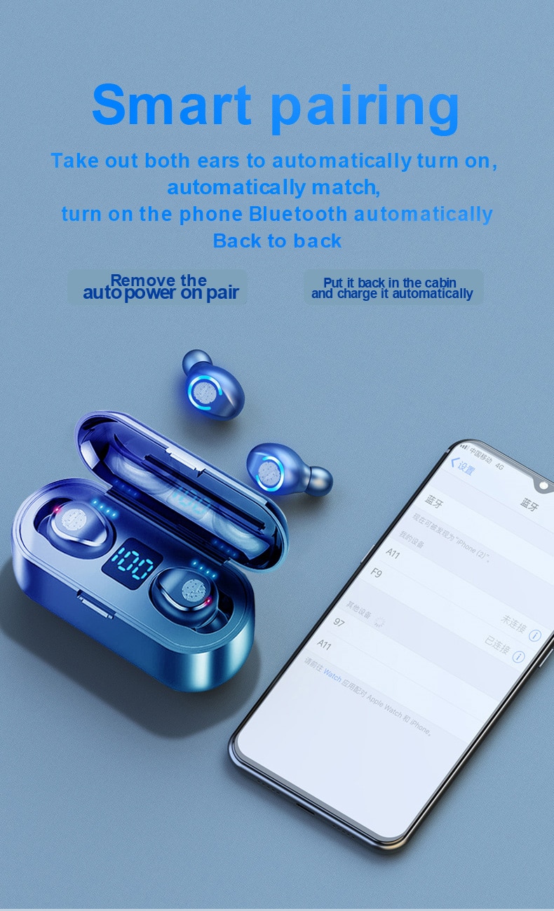 Wireless V5.0 Bluetooth Earphone with HD Stereo