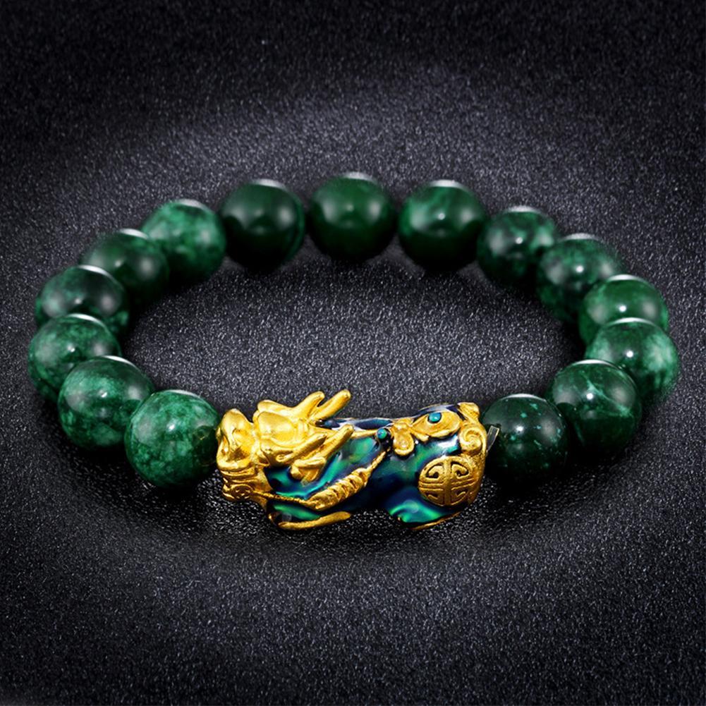 Unisex Feng Shui Style Green Beads Bracelet