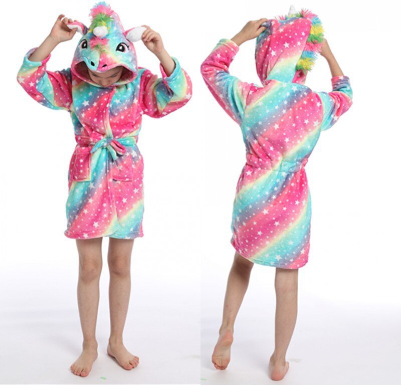 Unicorn Hooded Bathrobe for Kids