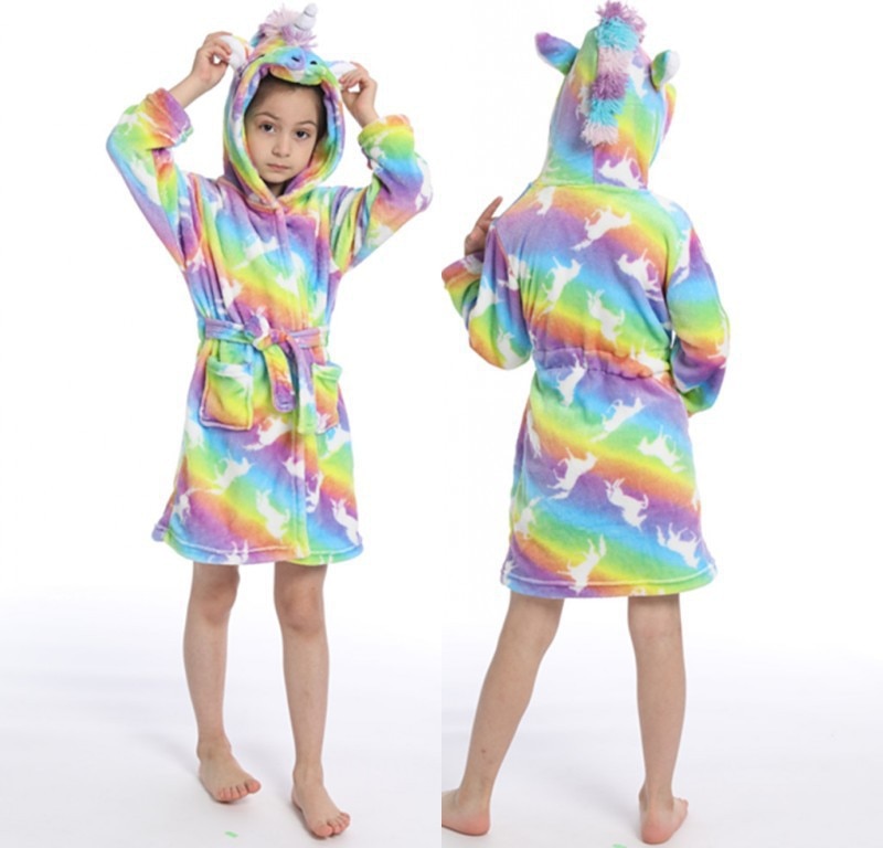 Unicorn Hooded Bathrobe for Kids